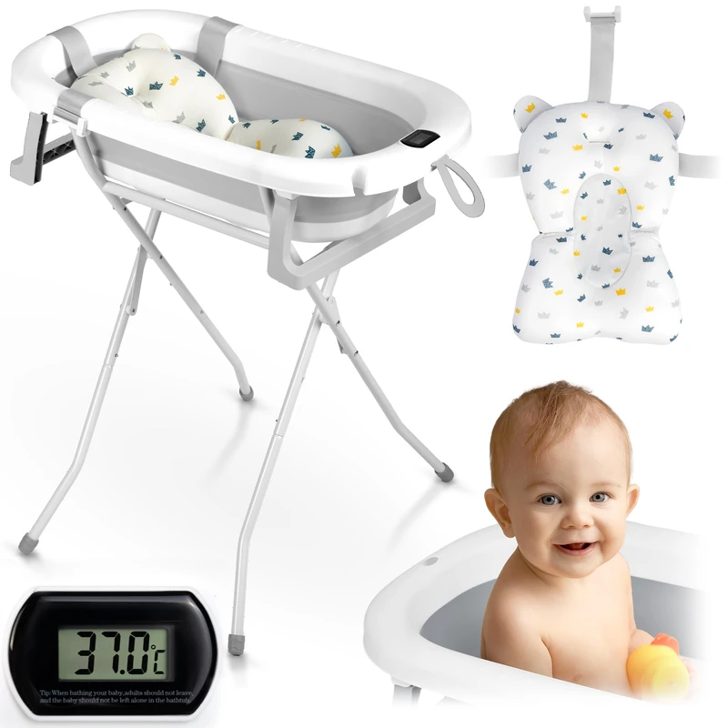 Ricokids Baby Bath with Frame, Thermometer and Bath Pillow