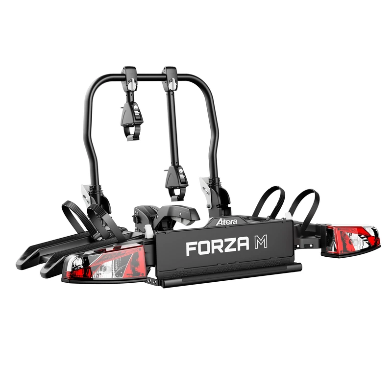 Atera 022800 Forza M Bicycle Carrier Car Clutch Carrier Foldable with Rear Lights for 2 Bicycles or Heavy E-Bikes - Black