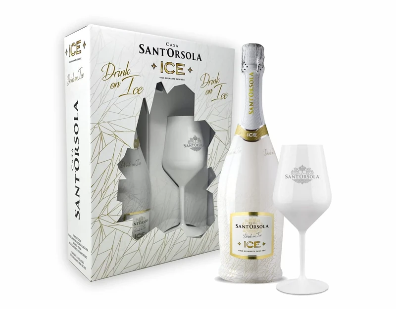Sant'Orsola ICE Demi Sec Sparkling Wine + Glass Gift Pack - Luxury Sparkling Wine - Gifts for Women - Mum - 1 x 750 ml (Pack of 6)