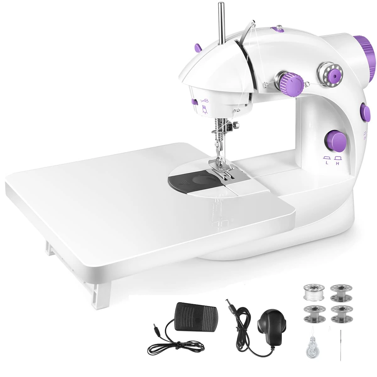 Portable Sewing Machine with Sewing Kit & Extension Table - Mini Household Sewing Machine, Lightweight Handheld for Beginners DIY Clothing, Curtains, Quilting, Crafts