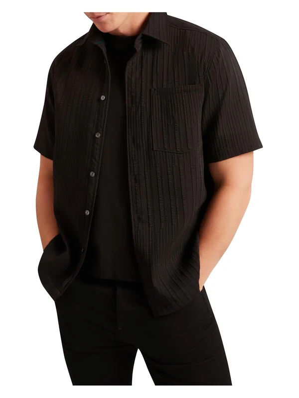 Ted Baker Men's 2812631 Dress Shirt, Black, 28 - Image 1