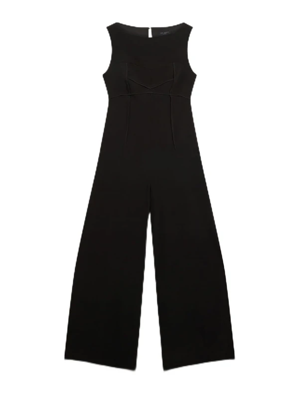 Ted Baker Women's Corset Detail Wide Leg Jumpsuit, Black, 4