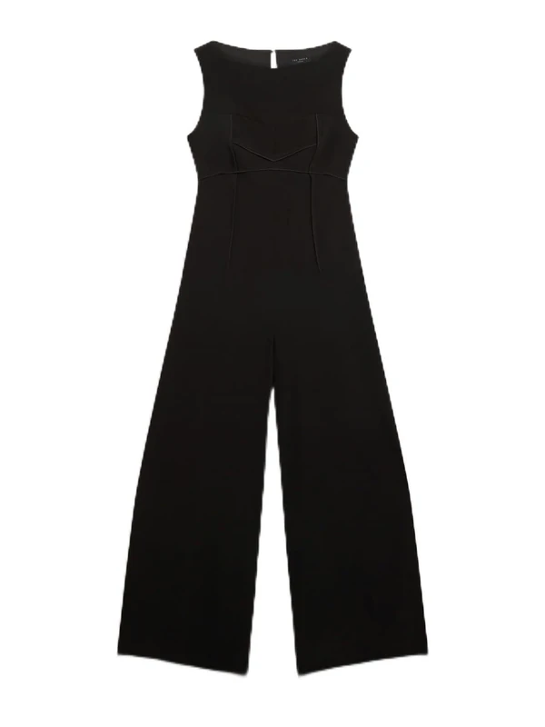Ted Baker Women's Corset Detail Wide Leg Jumpsuit, Black, 3