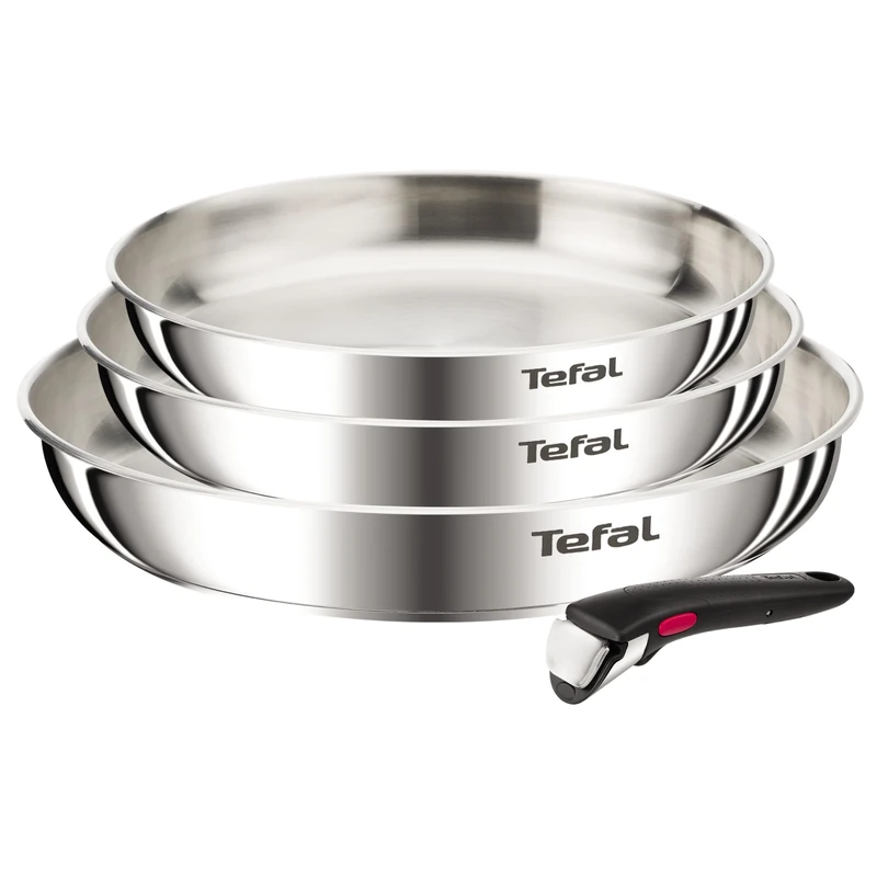 Tefal Ingenio Emotion, Cookware, Stainless Steel, Frying Pans 22/24/28 cm, Removable Handle, Stackable Design, Induction, L8968445