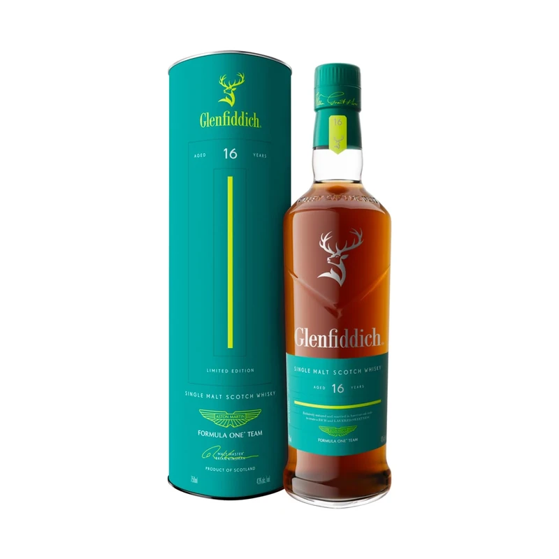 GLENFIDDICH 16 Year Old Single Malt Scotch Whisky – Limited Edition – Rich & Layered Sweetness – Matured & Married in American Oak Casks – In Partnership with Aston Martin F1® Team – 43% ABV – 700ml