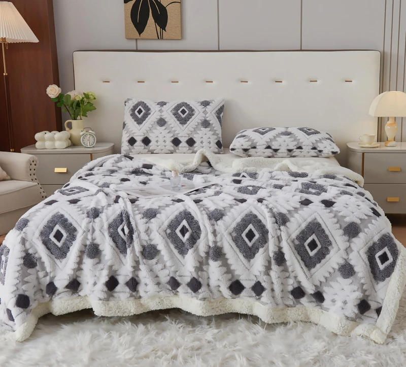 LEVINIS Large Bohemian Bed Blanket 80'' × 90'', Ultra Soft Aztec Bed Blankets for All Season, Cozy, Plush, Bohemian Throw Blanket for Bed/Couch/Sofa/Office/Camping, Grey