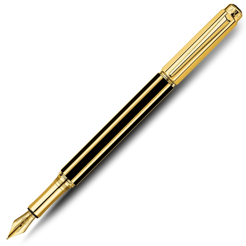 Caran d'Ache Varius China Black: Fountain Pen, gold-plated finish, Nib F