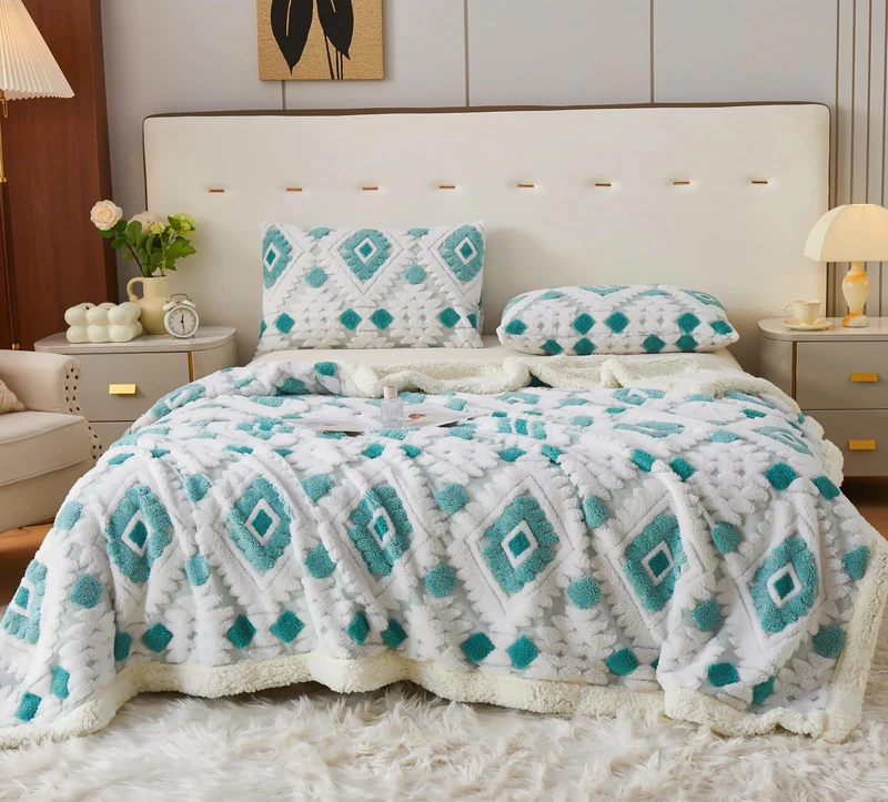 LEVINIS Large Bohemian Bed Blankets 80'' × 90'', Ultra Soft Aztec Bed Blanket for All Season, Cozy, Plush, Bohemian Throw Blanket for Bed/Couch/Sofa/Office/Camping, Blue