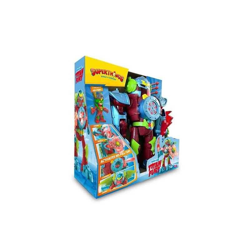 SUPERTHINGS KAZOOM Power - Titan Fury Robot Titan Fury by Kid Fury Superthings Kazoom Power TV Series with Sword, Shield, Wings and Trigger. Contains Robots, Kid Fury Exclusive and 3 Bullets