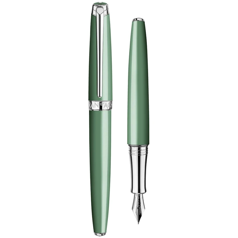 Caran d'Ache Leman Vert de Gris silver plated/rhodium coated Fountain Pen, EF nib