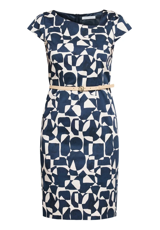 Betty & Co 1026/3324 Dress, Dark Blue/Natural, 42 Women