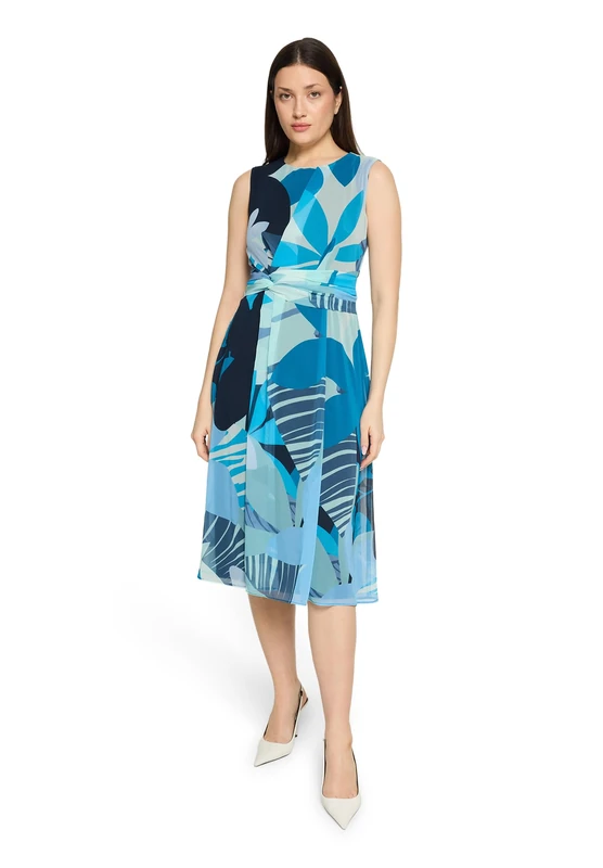 Betty & Co Women's Sleeveless Chiffon Dress, Dark Blue/Blue, 14