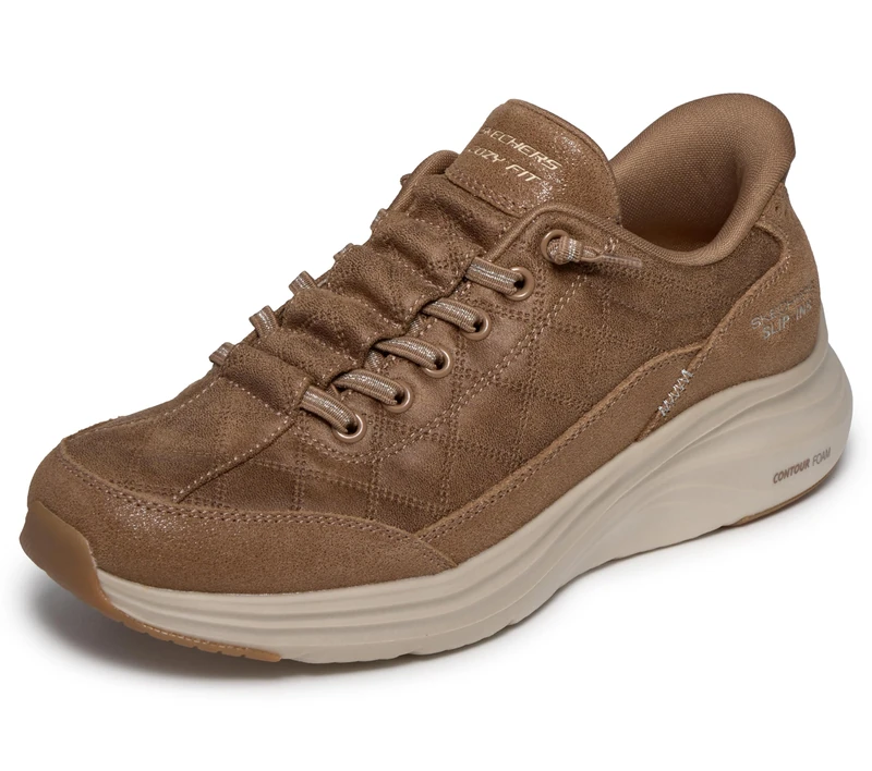 Skechers Women's Contour Foam Natural Ease Slip-in Trainers, Chestnut Suede Textile Trim, 3 UK