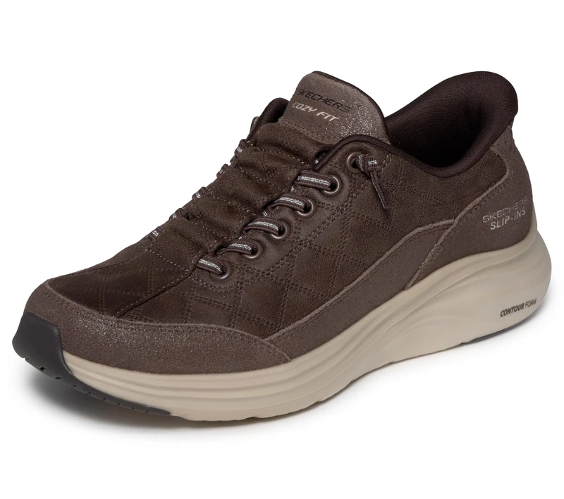 Skechers Women's Contour Foam Natural Ease Trainers, Chocolate Suede/Textile/Trim, 3