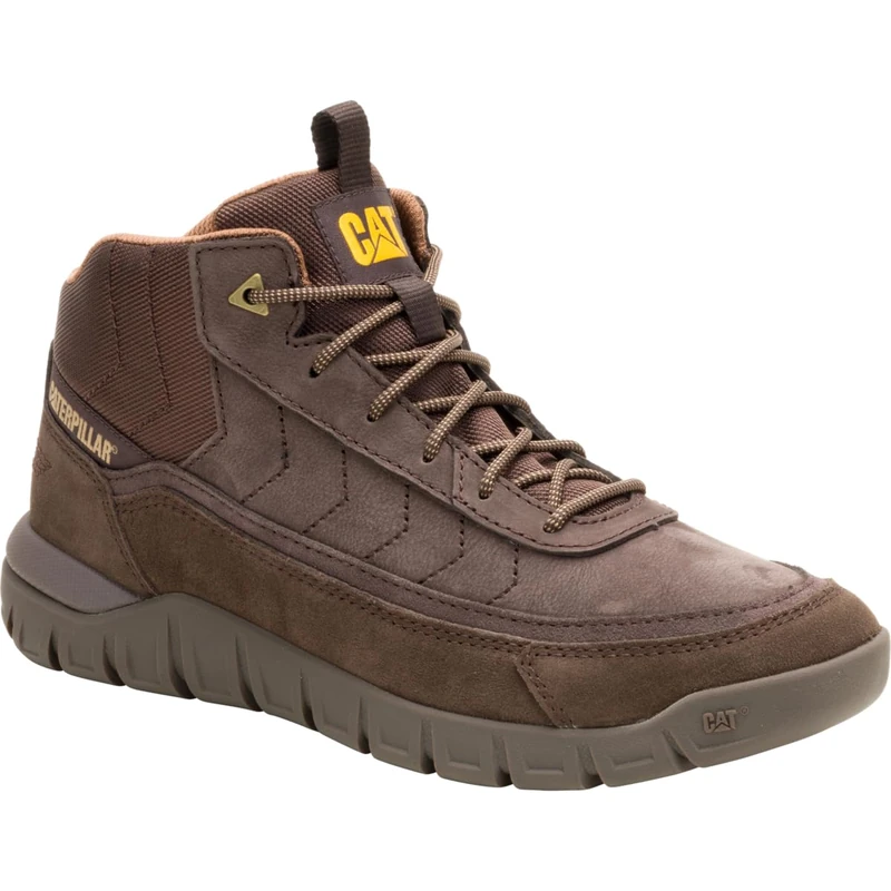 CAT (Caterpillar) - Versage Mid Trainers for Men, Made from Full-Grain Leather and Cow Suede, Durable, Moulded PU Foam Footbed, Soft and Breathable Lining with Odour Control (Dark Brown) (7)