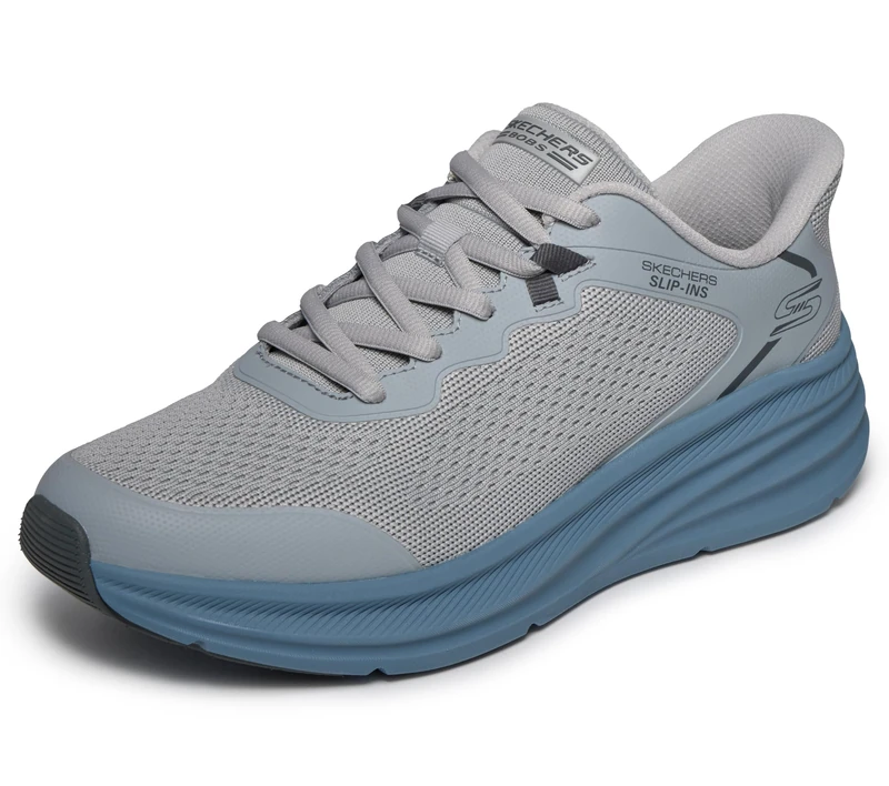 Skechers Men's BOBS Skillz Trainers, Gray/Blue Knit, 8 UK