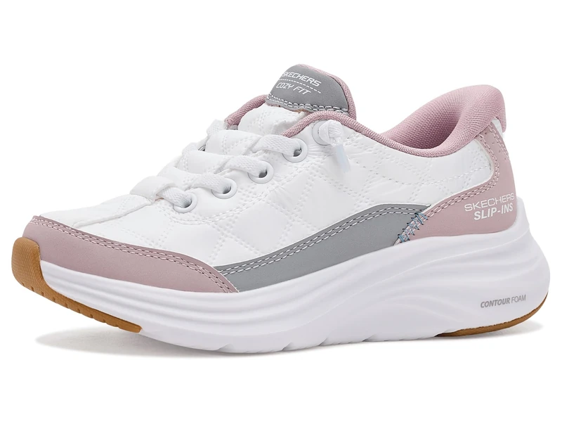Skechers Girls' Contour Foam Cozy Fit Trainer, White, 1 UK Child