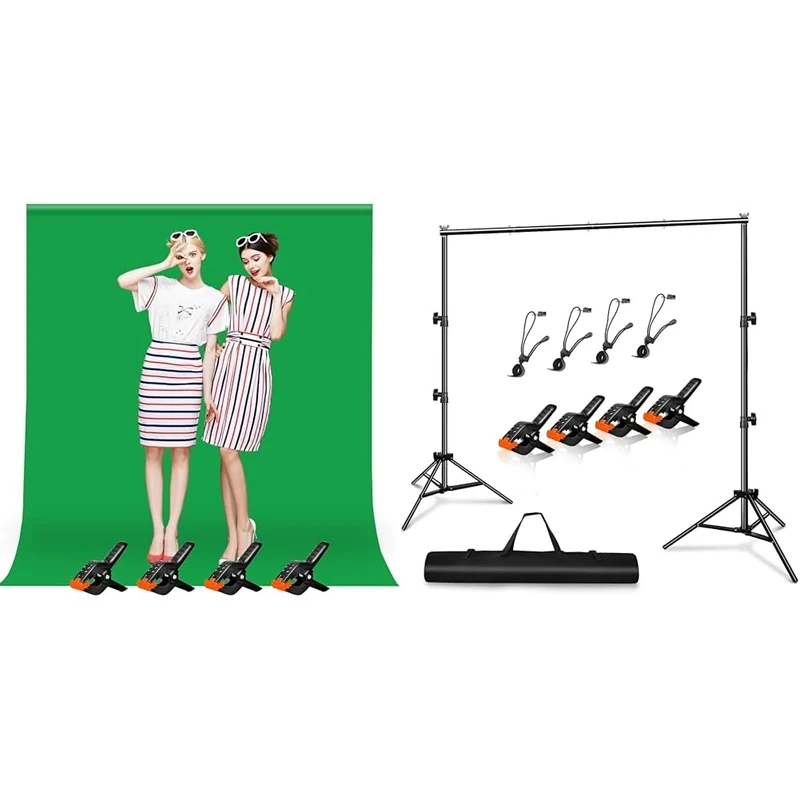 Heysliy Green Screen Backdrop 2x3M Bundle with Backdrop Stand Kit 3m x 2m