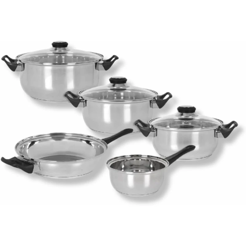 PARENCE. - 8-Piece Stainless Steel Induction pan Set - Pots and Pans Set with Glass lids - Compatible with All Burners