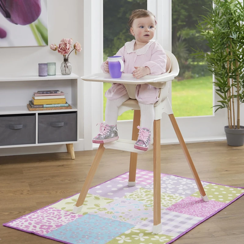 Kids High Chair – White and Beechwood