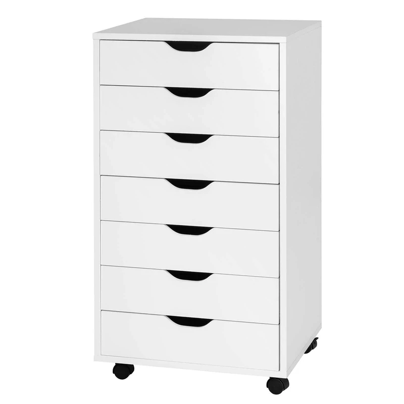 FANTASK Office Container with Wheels, Mobile Drawer Chest of Drawers with 7 Drawers, Rolling Container Drawer Cabinet, Filing Cabinet, Rolling Cabinet for Home Office (White) - Image 1