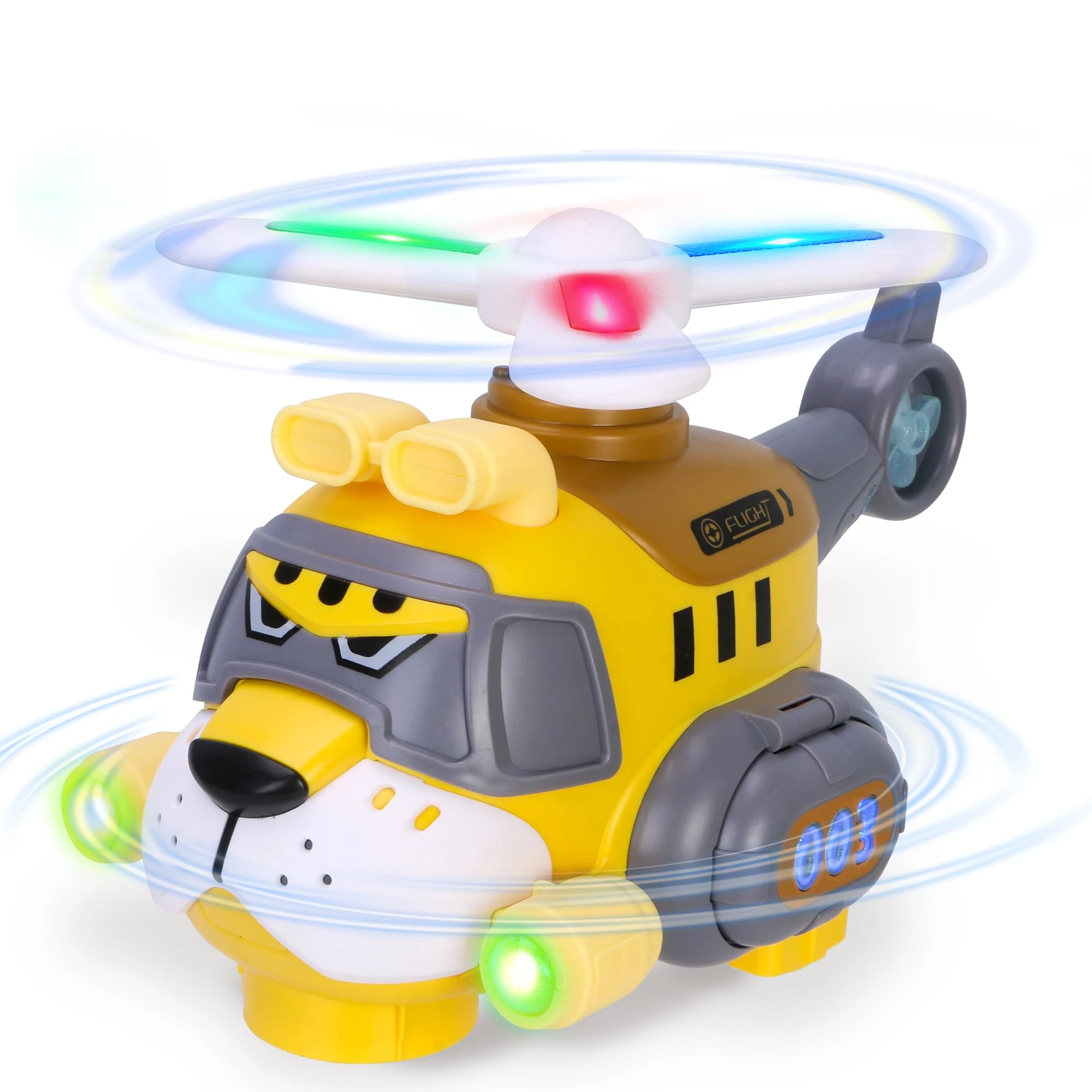 Electric Kids Helicopter Toy with LED Lights & Sounds, Auto Bump & Go Action, 360° Spinning Rotor - Fun Light Up Toy for Toddlers Boys Girls Ages 3+ (Tiger Style)