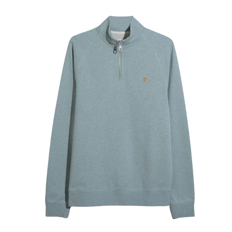 Farah Men's Jim 1/4 Zip Sweatshirt, Green Mist Marl, S - Image 1