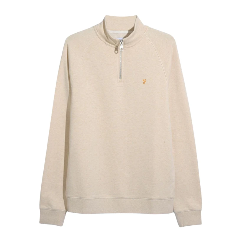 Farah Men's Jim Quarter Zip Fleece Top, S, Birch Grey Marl