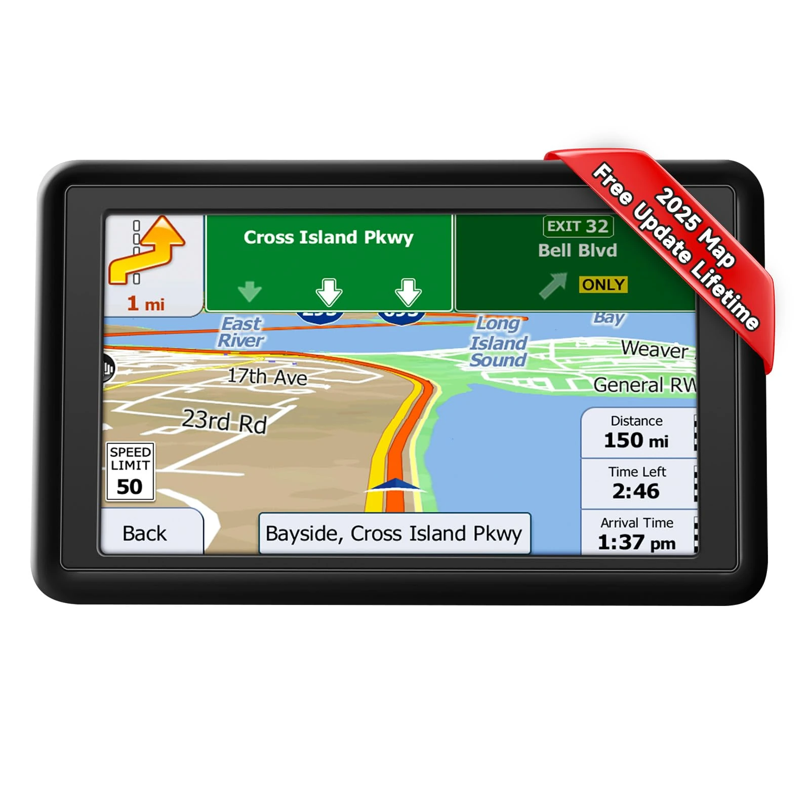 Car Sat Nav, 5 inch GPS Navigator for Car, Truck, HGV with 2025 UK Maps, Lifetime Updates, HD Touchscreen, Voice Guidance, Lane Guidance Assist, POI