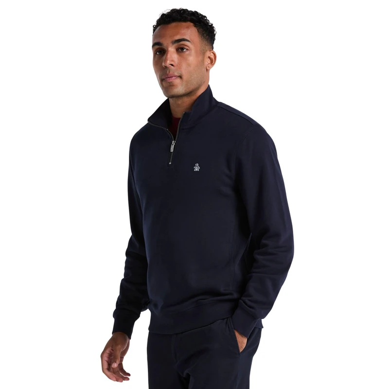 Original Penguin Mens Org Flc Qtr Zip Stic Sweatshirt, Dark Sapphire, M UK