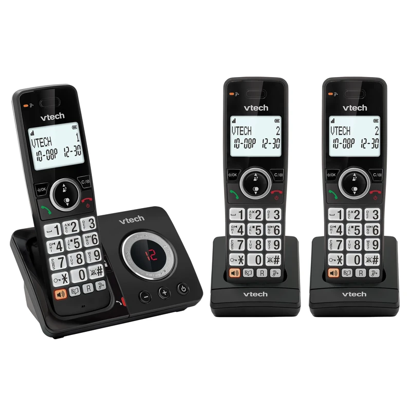 VTech EA5052 DECT Cordless Phone with Answering Machine,Nuisance Call Blocker, Volume Booster, Easy-to-Read Backlit Display, 18 Hours Talk-time, Handsfree Speakerphone, 3-Handset