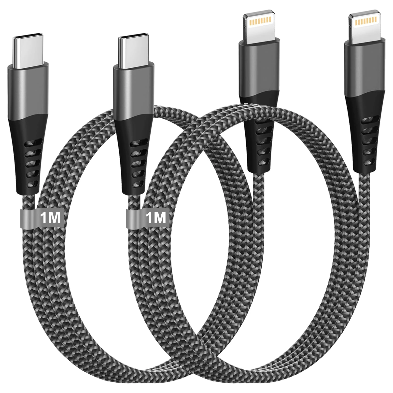 USB C to Lightning Cable 1M 2Pack [Apple MFi Certified], Fast iPhone Charger Cable Lightning USB C iPad Charging Cable 1M Nylon iPhone Charger Cable Lead Wire for iPhone 14 Pro/13/12/11/XS Max/XR/X