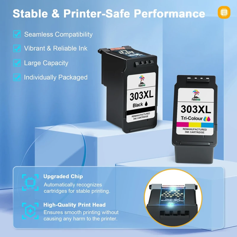 Palmtree 303XL 303 XL Compatible for HP 303 Ink Cartridges Black and Colour 303 HP Ink Cartridges Combo Pack for Envy Photo 6230 6234 7134 6220 7900 7830 7800 7855 7130 7120 6232 Tango X (2-Pack)