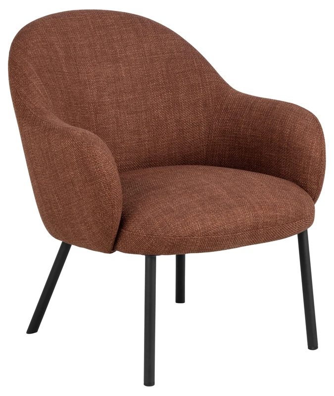 AC Design Furniture Olivia Lounge Chair, Basel Fabric Terracotta 44, Frame Matt Black Rough Powder-Coated Steel, 70 x 75 x 75 cm