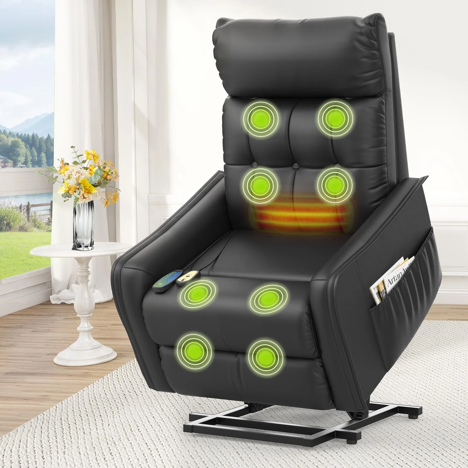 Srfzluxy Recliner Chair Lift Chair For the Elderly, Electric Rise and Recliner Armchair with Massage & Heat, Extended Footrest, Lazy Boy Reclining Chair with 2 Remote Controls Living Room Lounge Chair