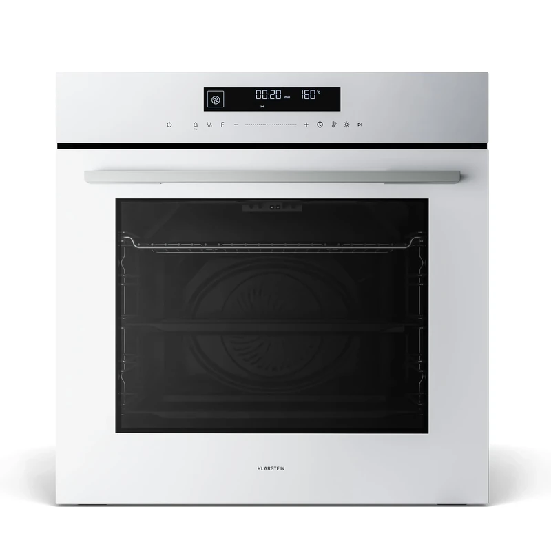 Klarstein Velaire Built In Oven - 74L Electric Oven, 13 Modes, Touch Controls, A+ Energy, Enamel Interior, Triple Glazed, Integrated Single Oven, 60cm, Matte & Glass Design, White