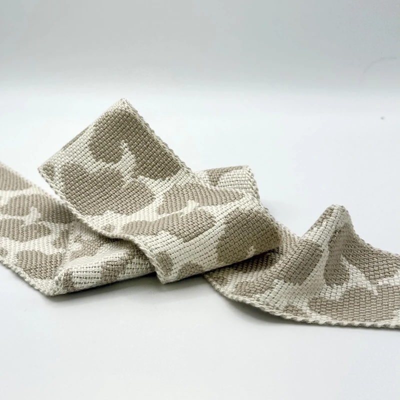 5CM Print Woven Braid Beige ON 12.5M Card