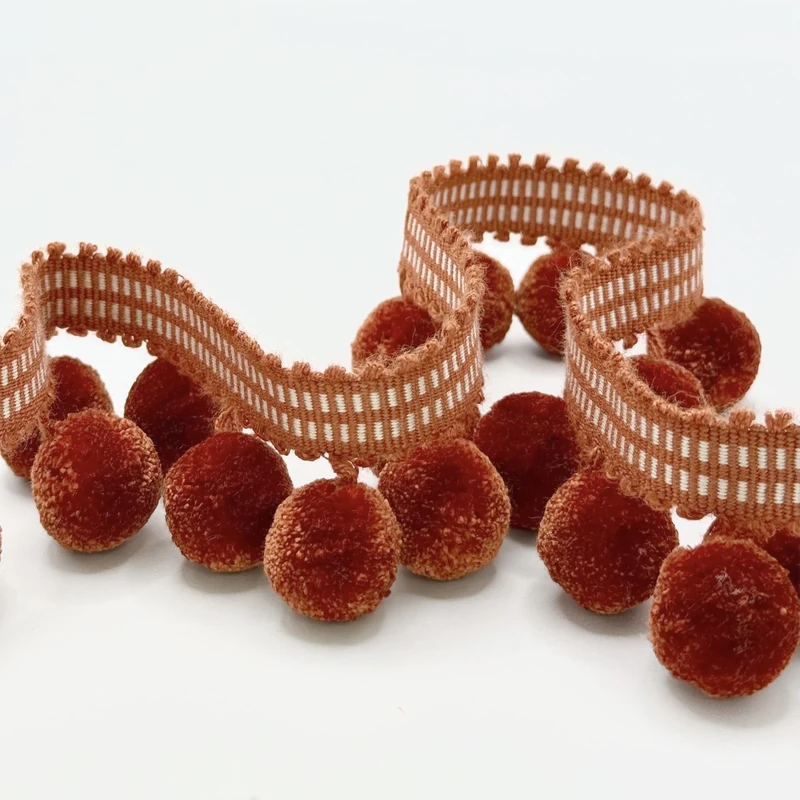 40MM POM Fringe Terracotta ON 12.5M Card