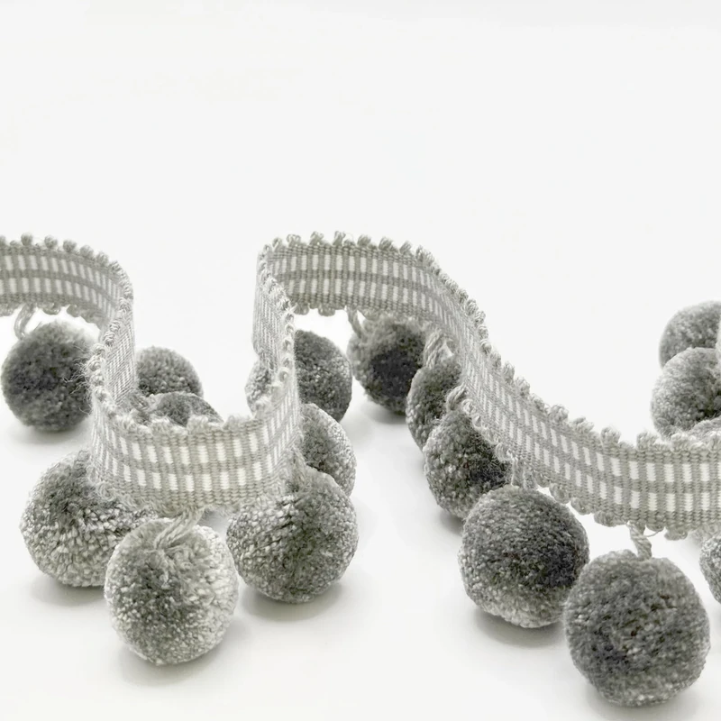 40MM POM Fringe Silver ON 12.5M Card