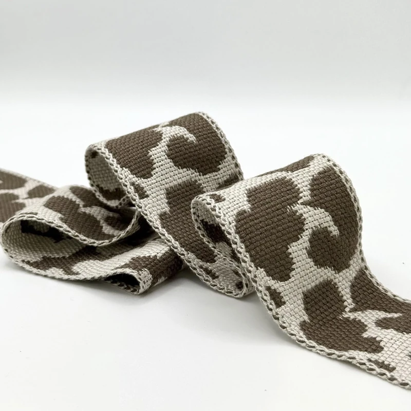 5CM Print Woven Braid Taupe ON 12.5M Card