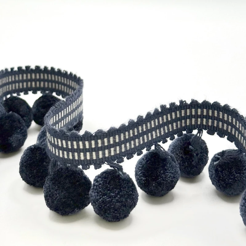 40MM POM Fringe Navy Blue ON 12.5M Card