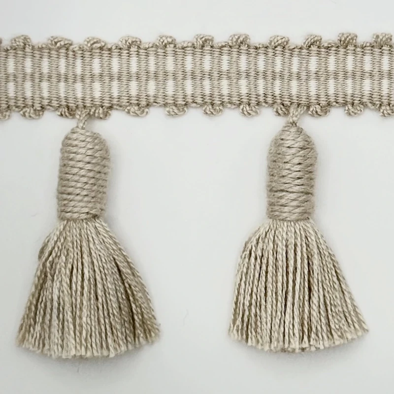 6.5CM Tassel Fringe Beige ON 12.5M Card