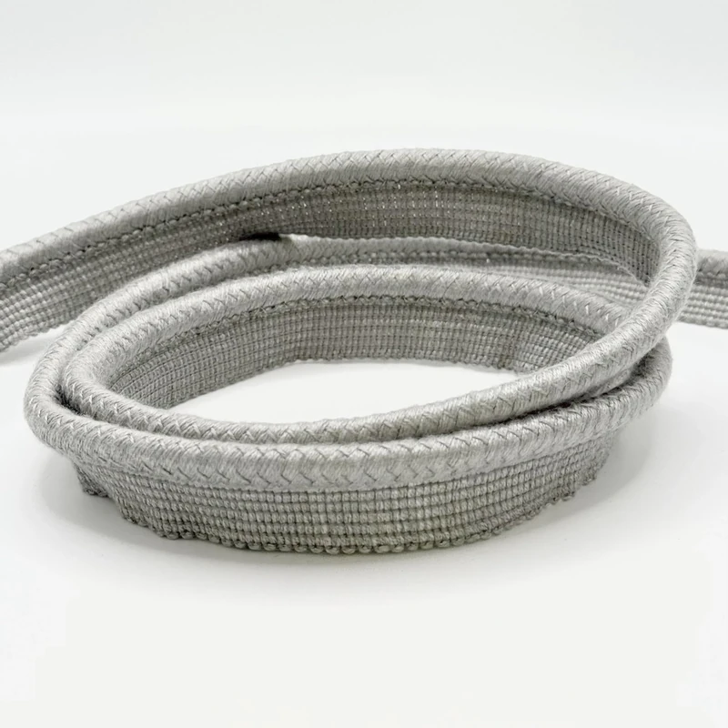 8MM Braided Lip with Cord Silver ON 25M Card
