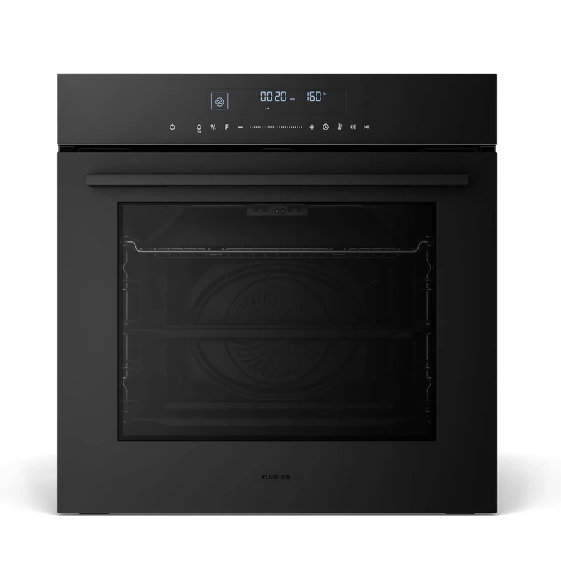 Klarstein Velaire Built In Oven - 74L Electric Oven, 13 Modes, Touch Controls, A+ Energy, Enamel Interior, Triple Glazed, Integrated Single Oven, 60cm, Matte & Glass Design, Black