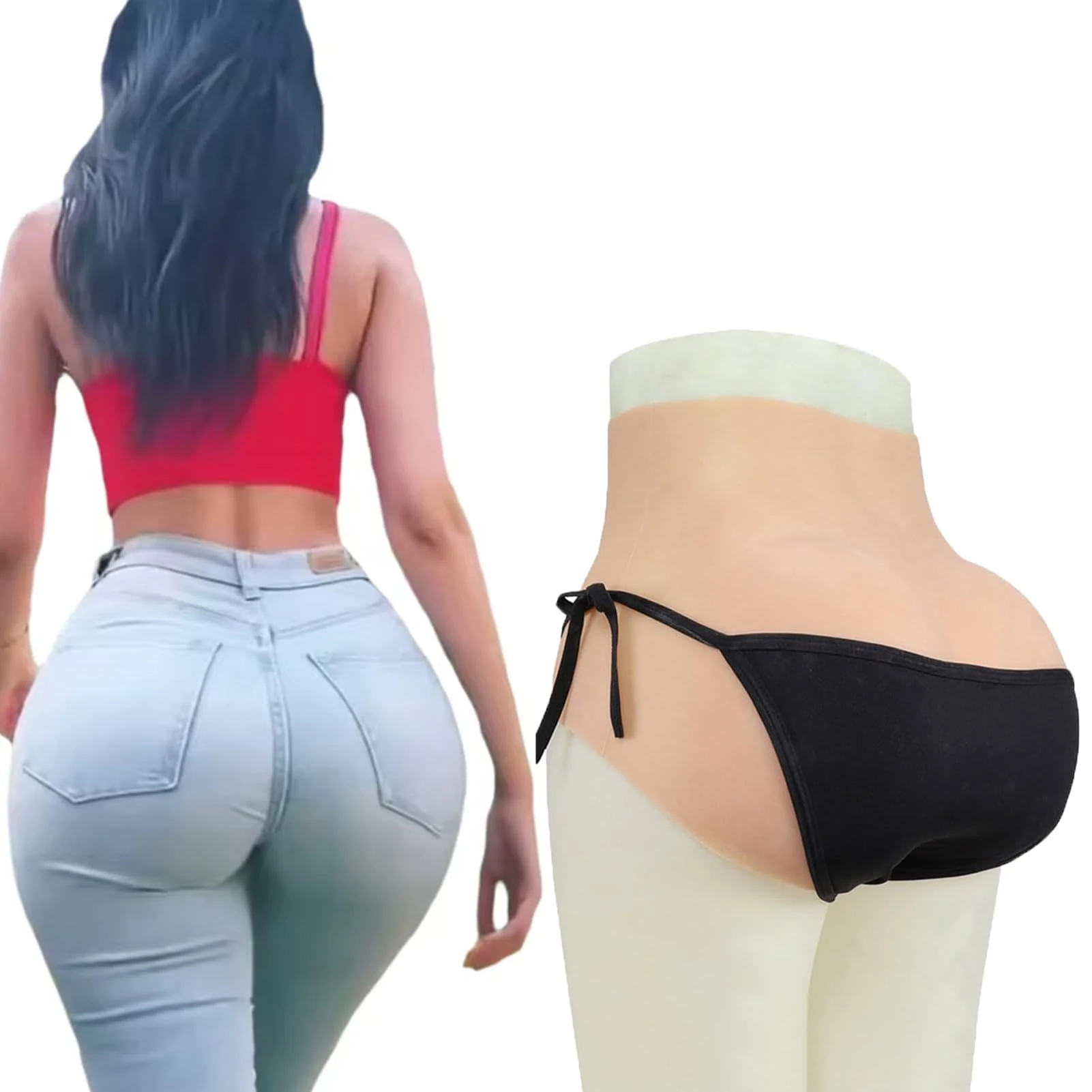 High Waist Silicone Buttock Panties Hips Enhancer Shapewear Triangle Briefs Hiding Gaff Crossdresser Panty for Women,Color 1,Upgraded