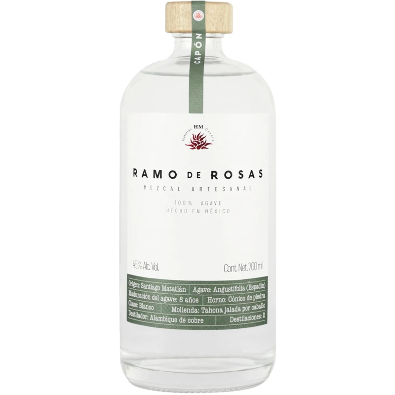 Ramo de Rosas Espadín Capón Mezcal – 70cl Bottle | 8-Year-Old Matured Agave | Artisanal Mezcal from Oaxaca, Mexico | Smooth, Sweet & Smoky | Small Batch, Ideal for Sipping or Gifting