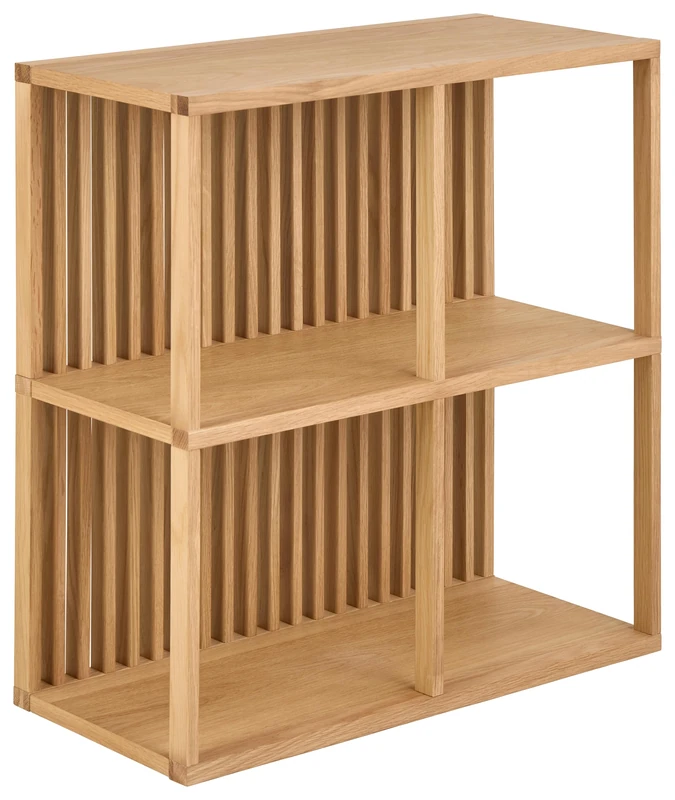 AC Design Furniture Hailey Square Wall Shelf, Body and 3 Shelves, Oak Oil Treated Veneer with Wall Mounted, 67 x 31 x 69 cm