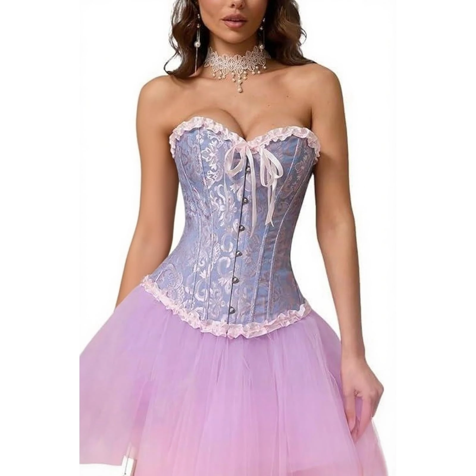 Womens Corset Tops Lace Waist Trainer Bustier Top Underbust Plus Size Basque Lingerie Sexy Lingerie Black Corset Belt Under Dress Shapewear