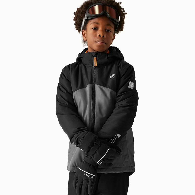 Dare2b Unisex Kids Impose V Ski Jacket, Black Iron Gate, 7-8 Years EU