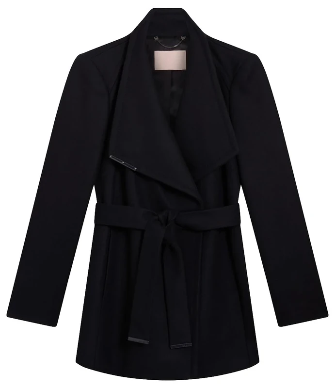 Ted Baker Women's Short Belted Wool Wrap Coat, Navy, S